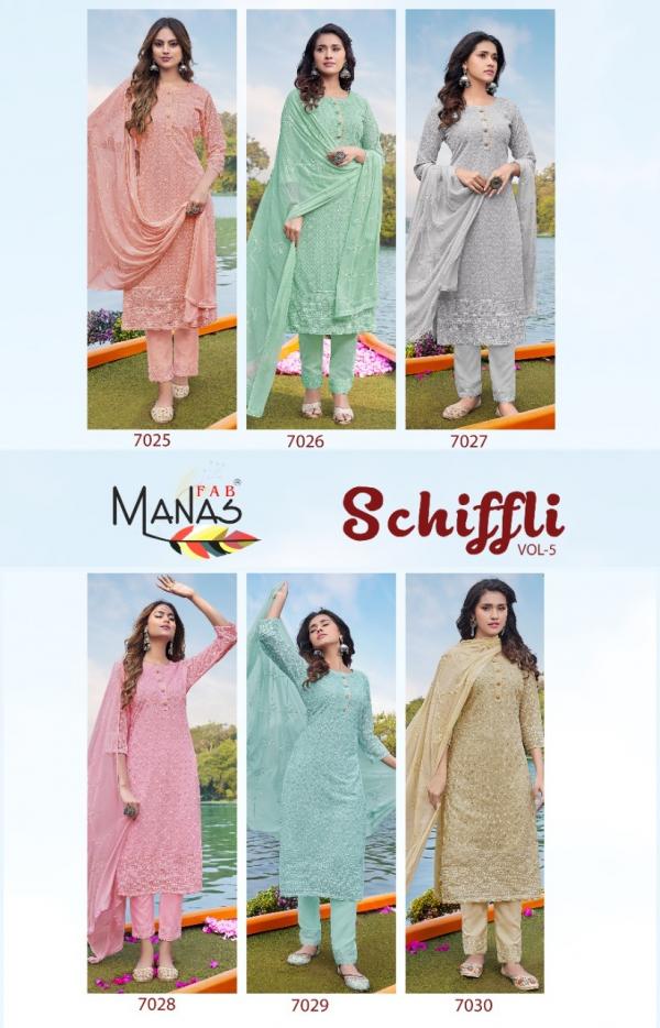 Manas Schiffli 5 Designer Georgette Festive Wear Readymade Salwar 